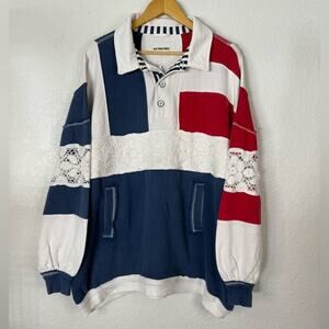 New Free People We the Free American Dream Polo Boho Brach Coastal Oversized